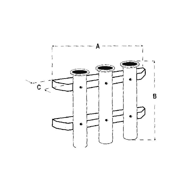PORTACANNA A PARETE 3 POSTI ROD HOLDER WALL MOUNTED 2 RODS