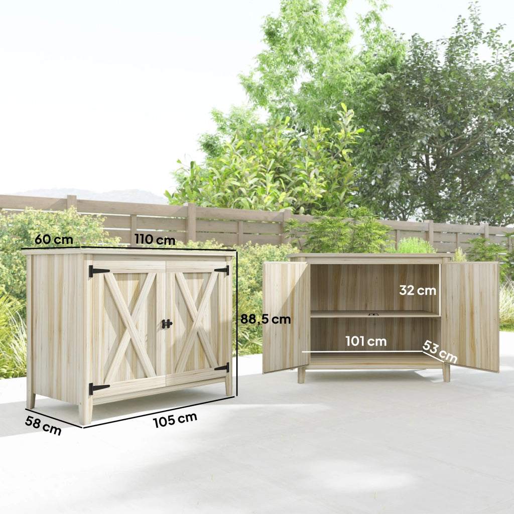 Armadio da giardino in legno con ante e ripiani ¨C Xylo ¨C 110x60x88.5cm naturale
