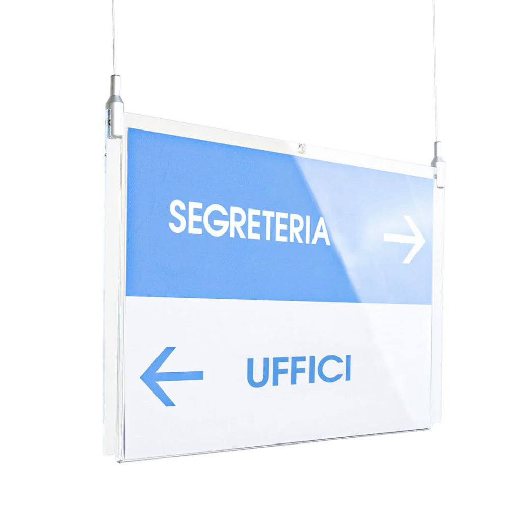 Segnale in plexiglass a soffitto varie misure accessori inclusi - 50 x 10