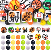 Set di perle 35 pezzi tema sport siliconiche perle spacer perle per collane bracciali fai-da-te artigianato sportivo competizione regalo