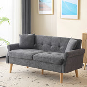 Divano a 2 posti 162x74x77 cm con cuscino spesso in chenille grigio