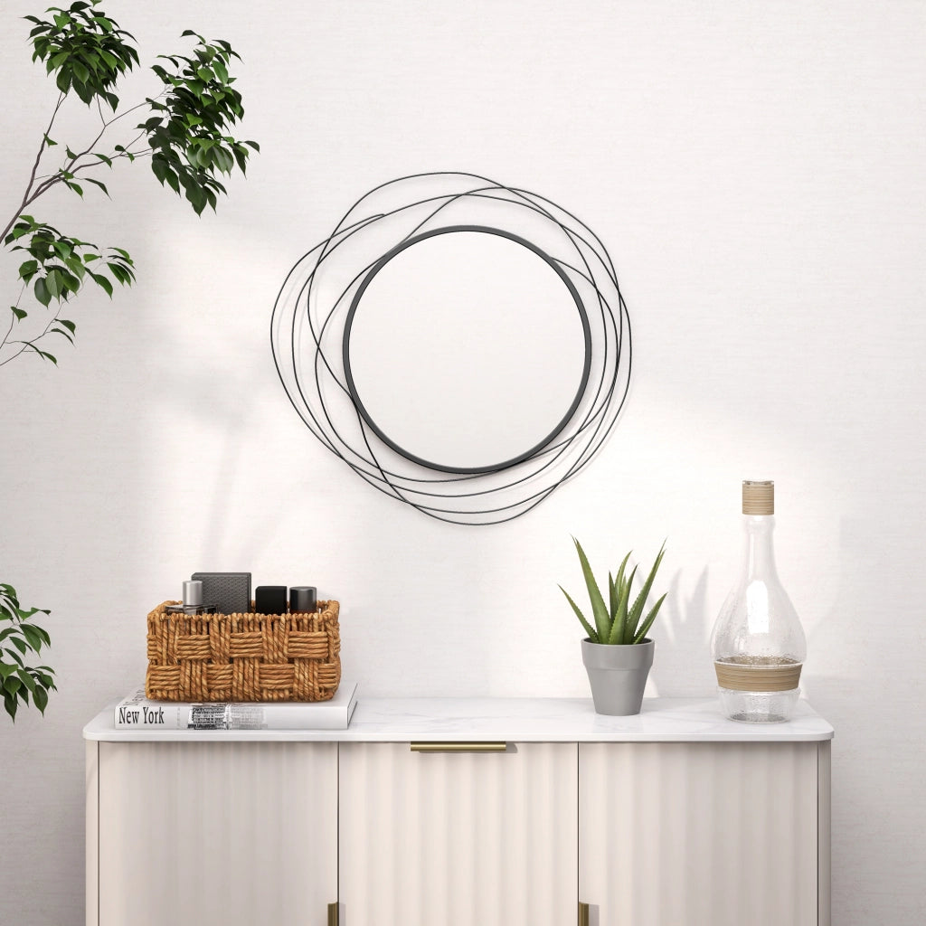 Specchio rotondo in metallo ¨C Xylo ¨C nero ¦µ65 cm stile moderno