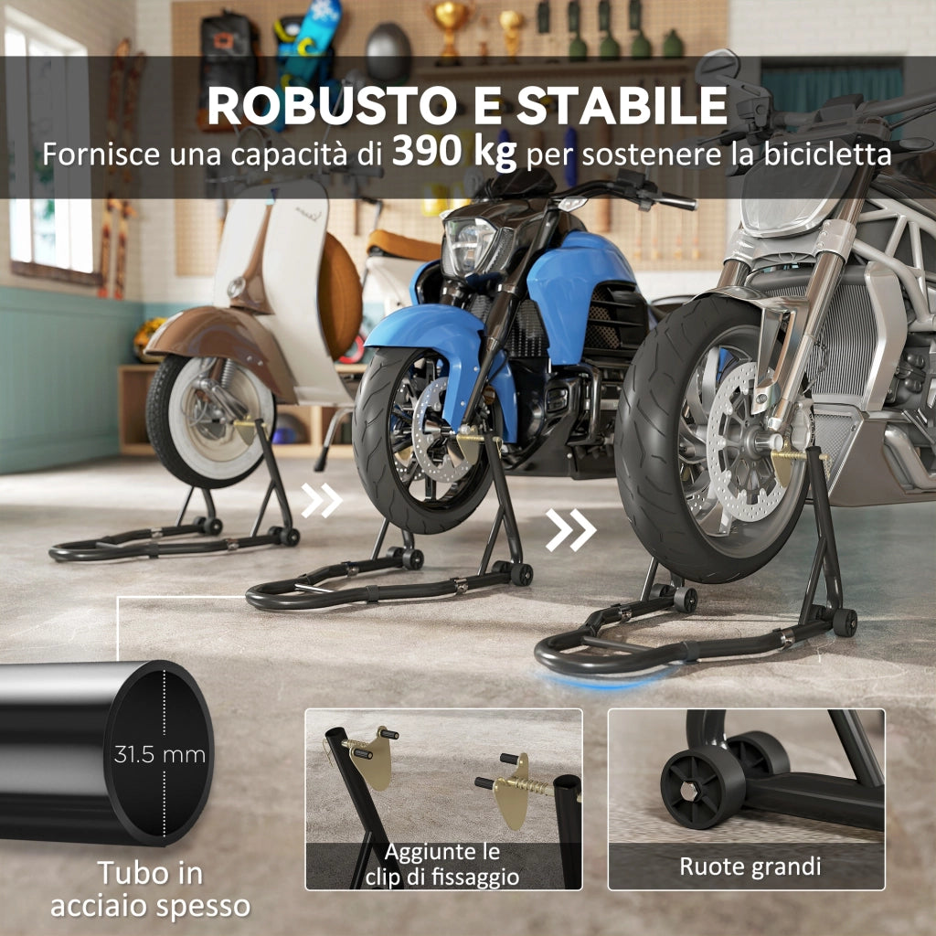 Cavalletti Regolabili in Acciaio con Rotelle e Forcelle ¨C Minimal ¨C Nero