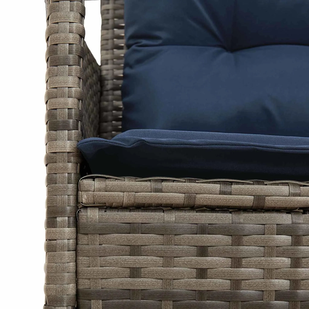 Set Divano da Giardino 2 pcs Grigio e Blu Navy polyrattan 4103810