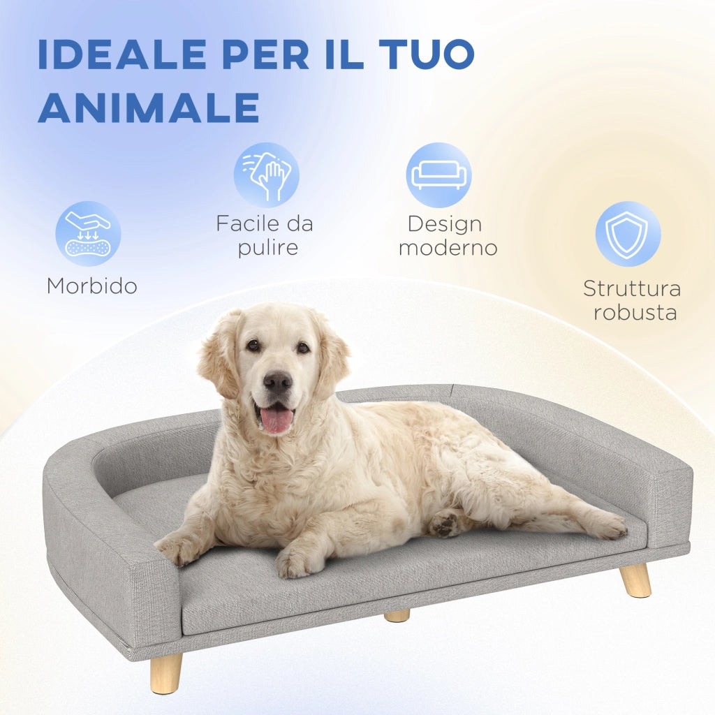 Divano per Cani di Taglia Grande ¨C zephmum ¨C 98x67x25 cm Grigio Poliestere