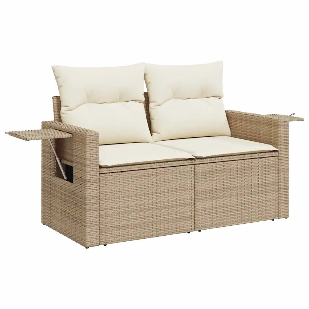 Set Divano da Giardino 9 pcs Beige e Crema polyrattan
