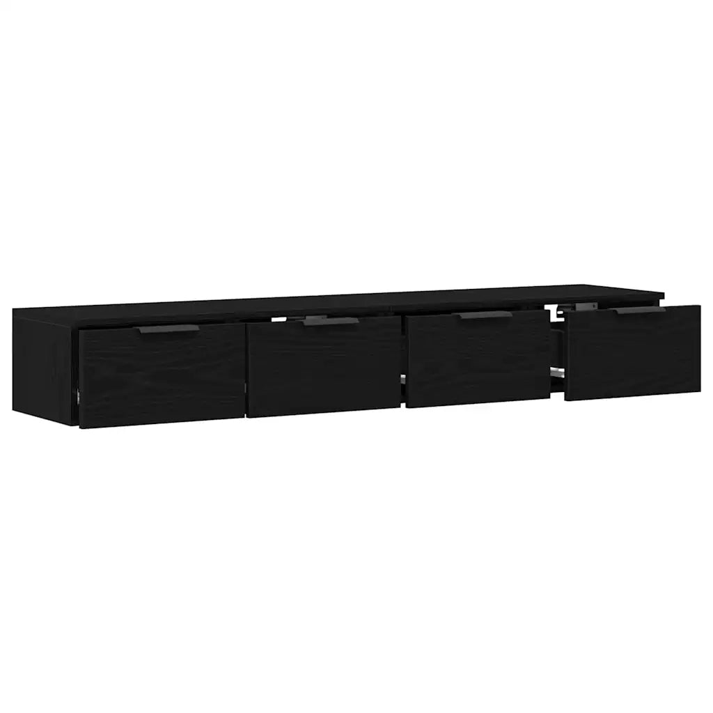 Mobile a muro con cassetto 2 pcs Rovere Nero 68 x 30 x 20 cm 3333074