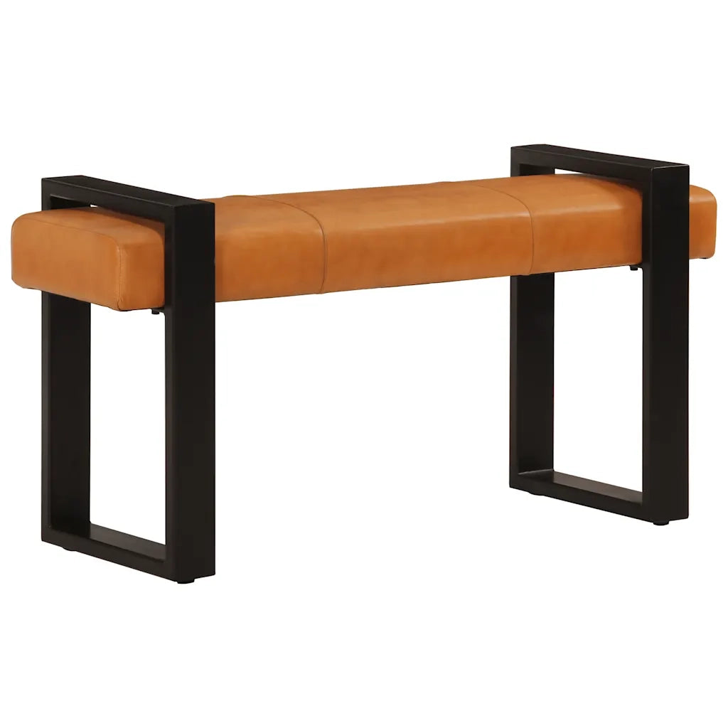 Panca Nera e Marrone 110 cm in Vera Pelle di Capra 342210