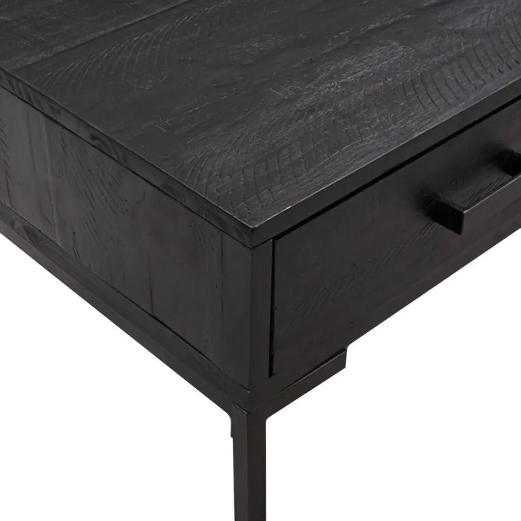 Tavolino da Salotto Nero 90x50x35 cm in Legno Massello di Pino 349930