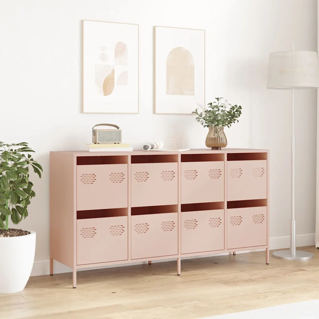 Credenza | Madia | Buffet da pranzo | Armadio da pranzo Rosa 135x39x73,5 cm in Acciaio Laminato a Freddo