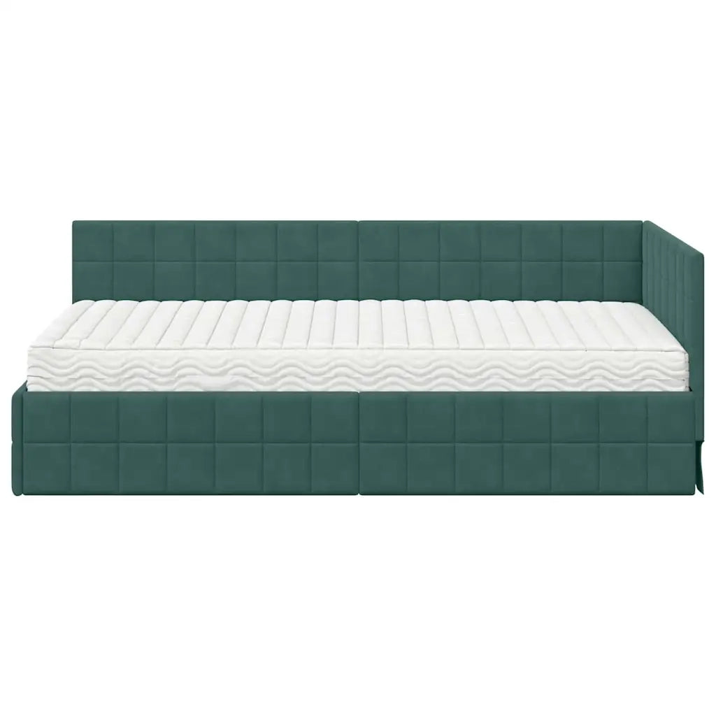 Struttura Letto Angolare con Materasso 2 pcs Verde Velluto 3393930