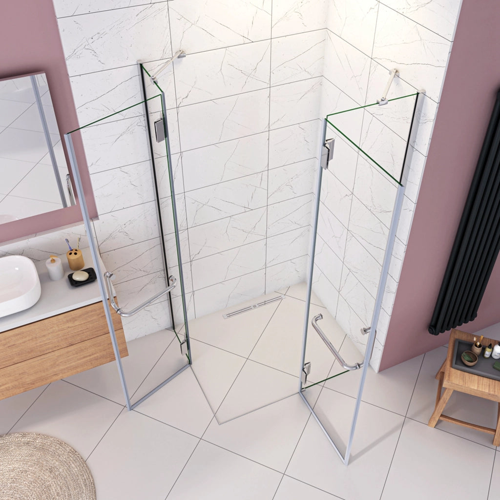 120x120x190 cm Box Doccia Angolare Porte Battenti in Vetro 8 mm Temperato Trasparente Anticalcare Ante con Barre Stabilizzatrici