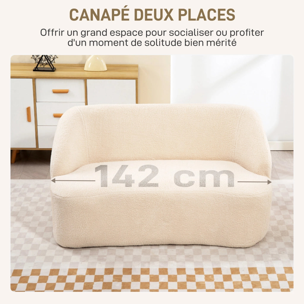 Divano 2 posti tessuto bouclette beige ¨C zephmum ¨C 142 cm