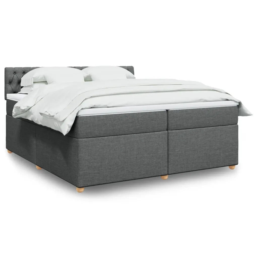 Giroletto a Molle con Materasso Grigio Scuro 200x200 cm Tessuto 3289095