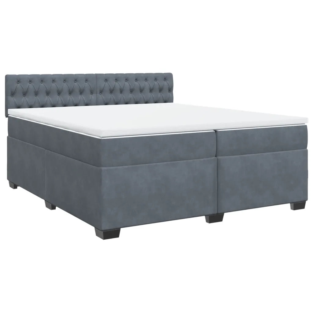 Giroletto a Molle con Materasso Grigio Scuro 200x200 cm Velluto 3286409