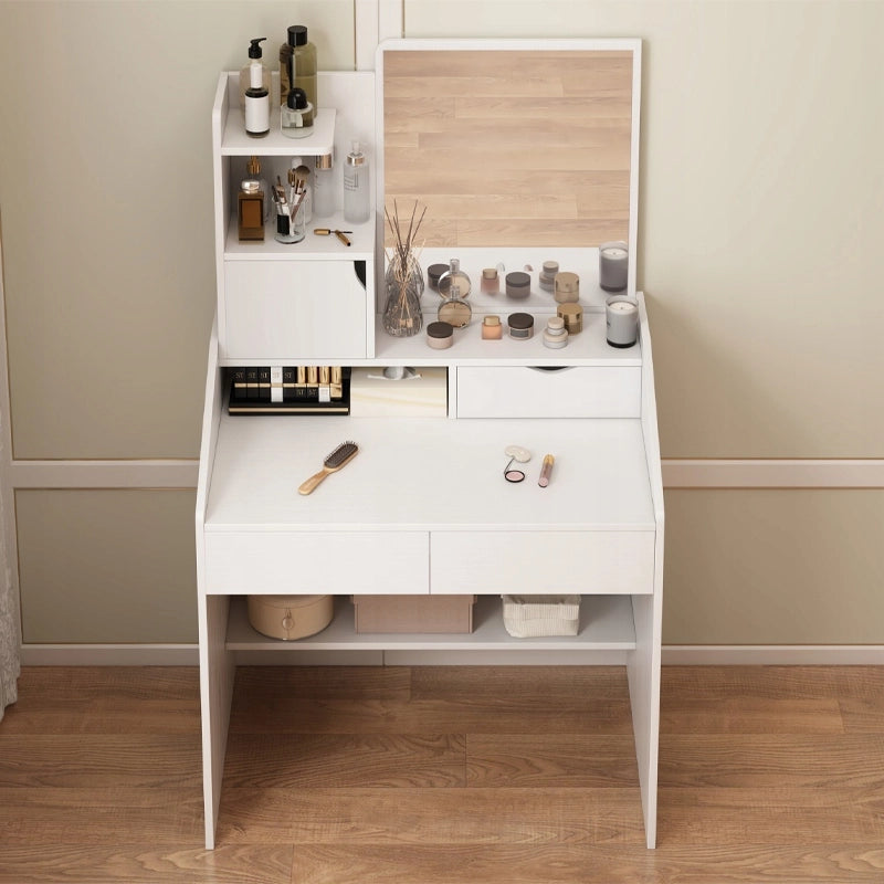 Grande toeletta bianca con specchio per il trucco, stile scandinavo