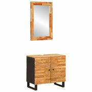 Set da Bagno con porta 2 pcs Naturale Legno di mango massello