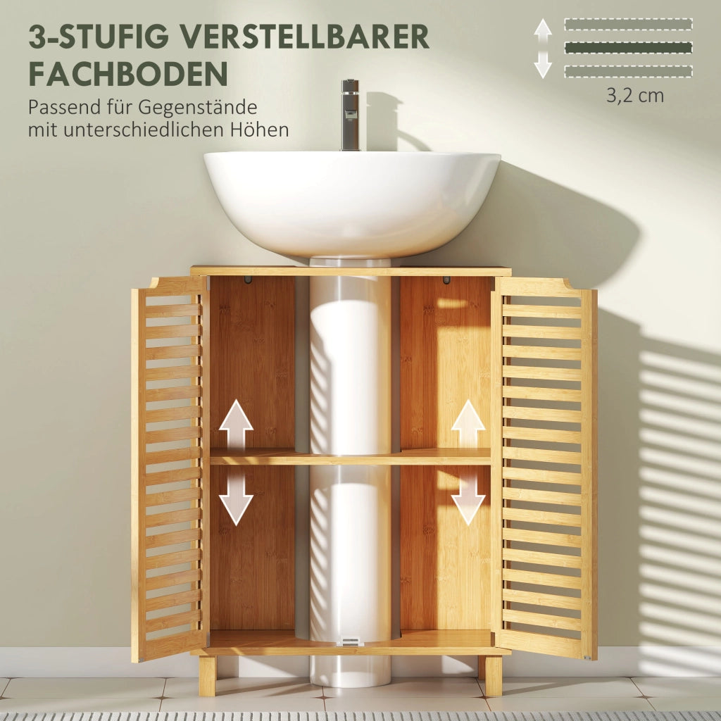 Mobile da Bagno con Ante a Lamelle ¨C Zephmum ¨C Legno di Bamb¨´ Naturale