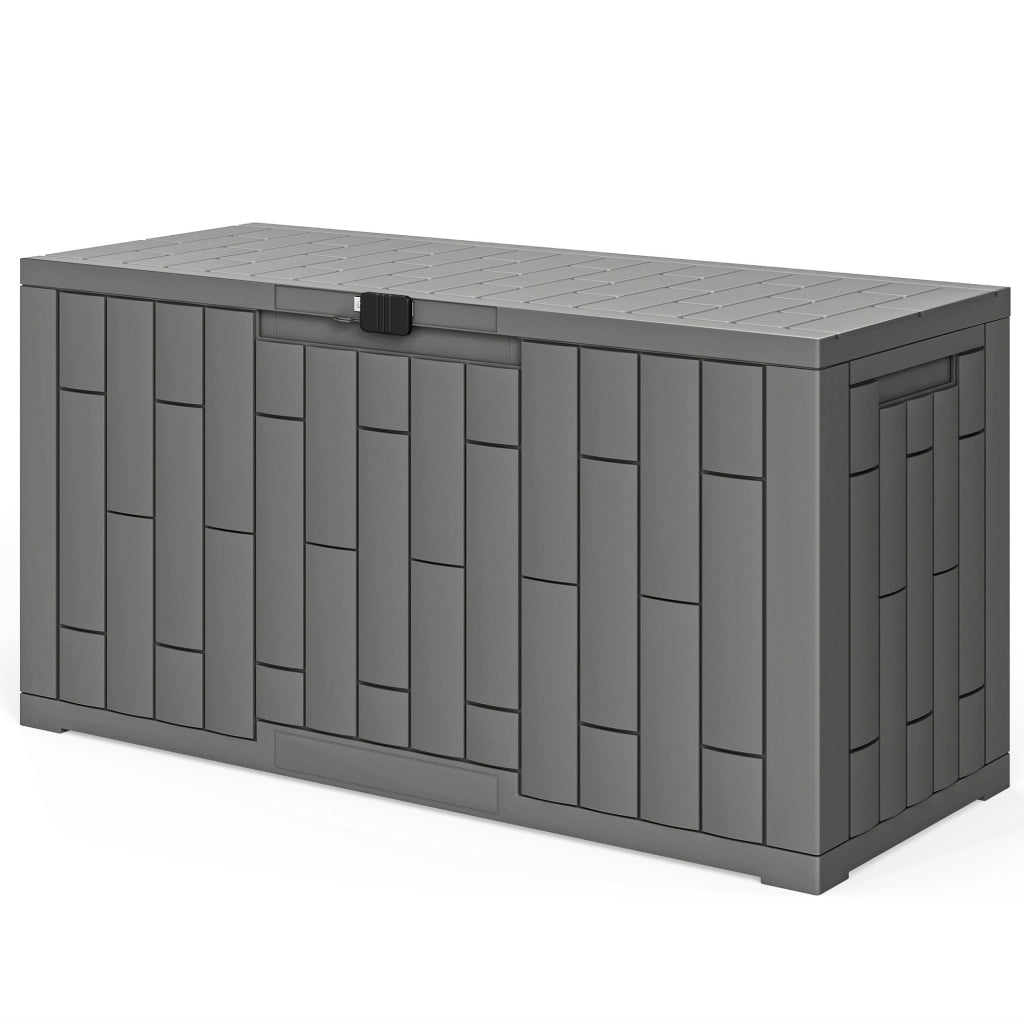 Baule da Giardino 227L in Resina Impermeabile e Anti UV con Chiusura a Chiave, 106.5x43x54.5 cm, Grigio