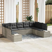 Set Divano da Giardino 9 pcs Grigio chiaro polyrattan