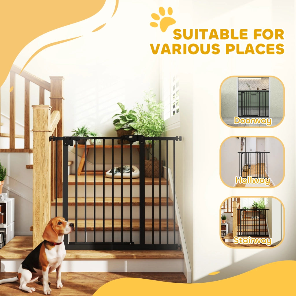 Barriera di sicurezza per animali con porta e chiusura automatica ¨C Minimal ¨C Nero, 1 estensione