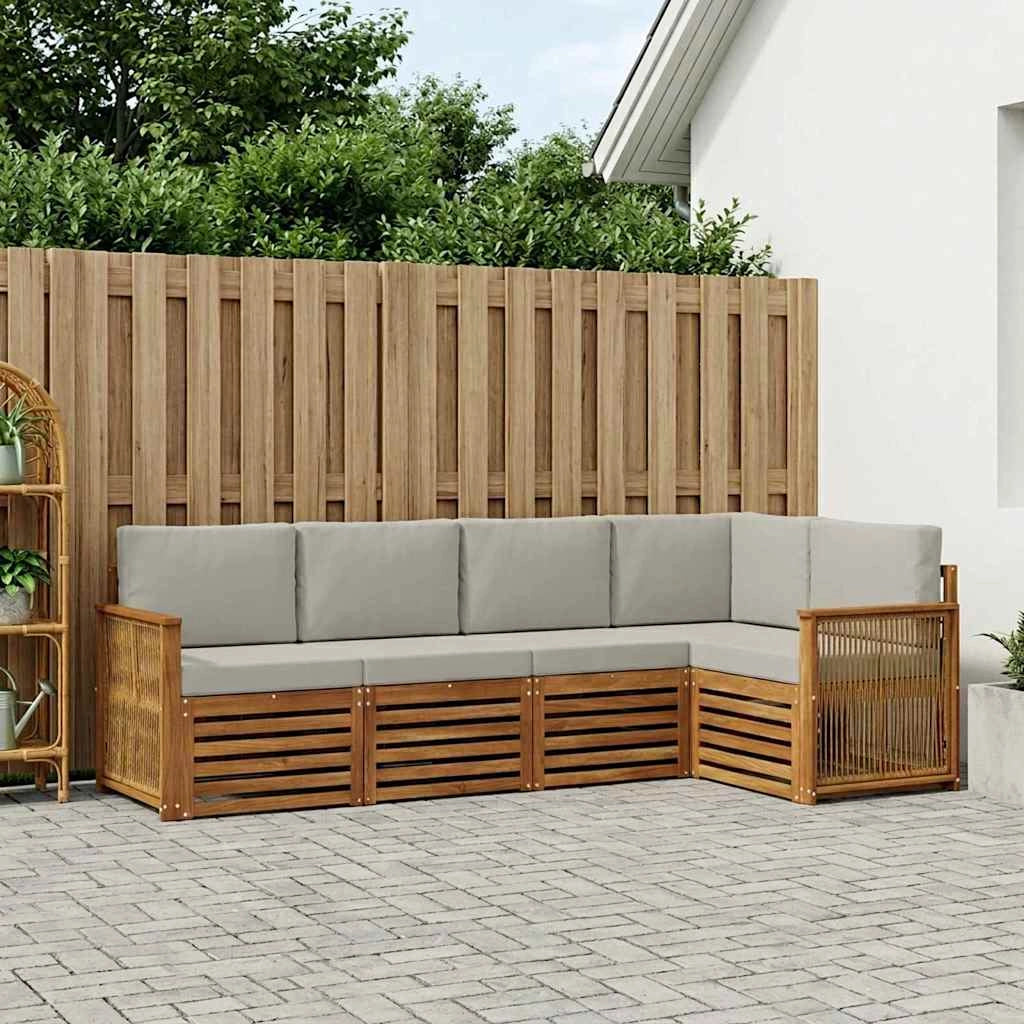 Set di divani da esterno 4 pz Naturale e Grigio Chiaro 3384357
