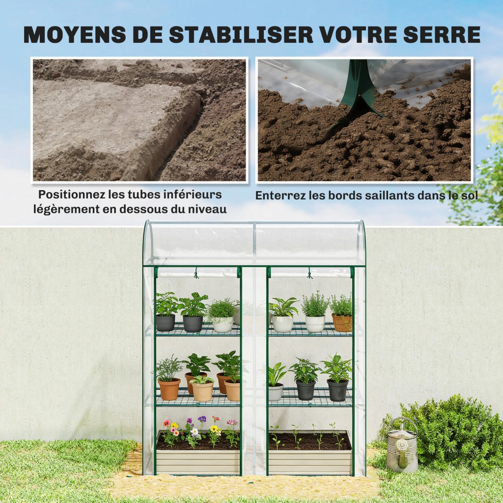 Serra da Giardino 3 Ripiani ¨C Xylo ¨C Struttura Acciaio Telo PVC 2 Porte Avvolgibili