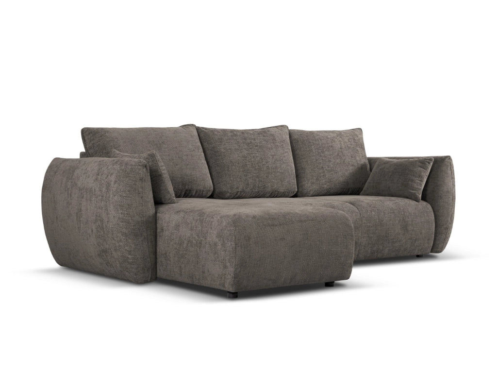 Cosmopolitan Design - Divano convertibile angolare sinistro con contenitore "Matera" 4 posti in ciniglia grigio 