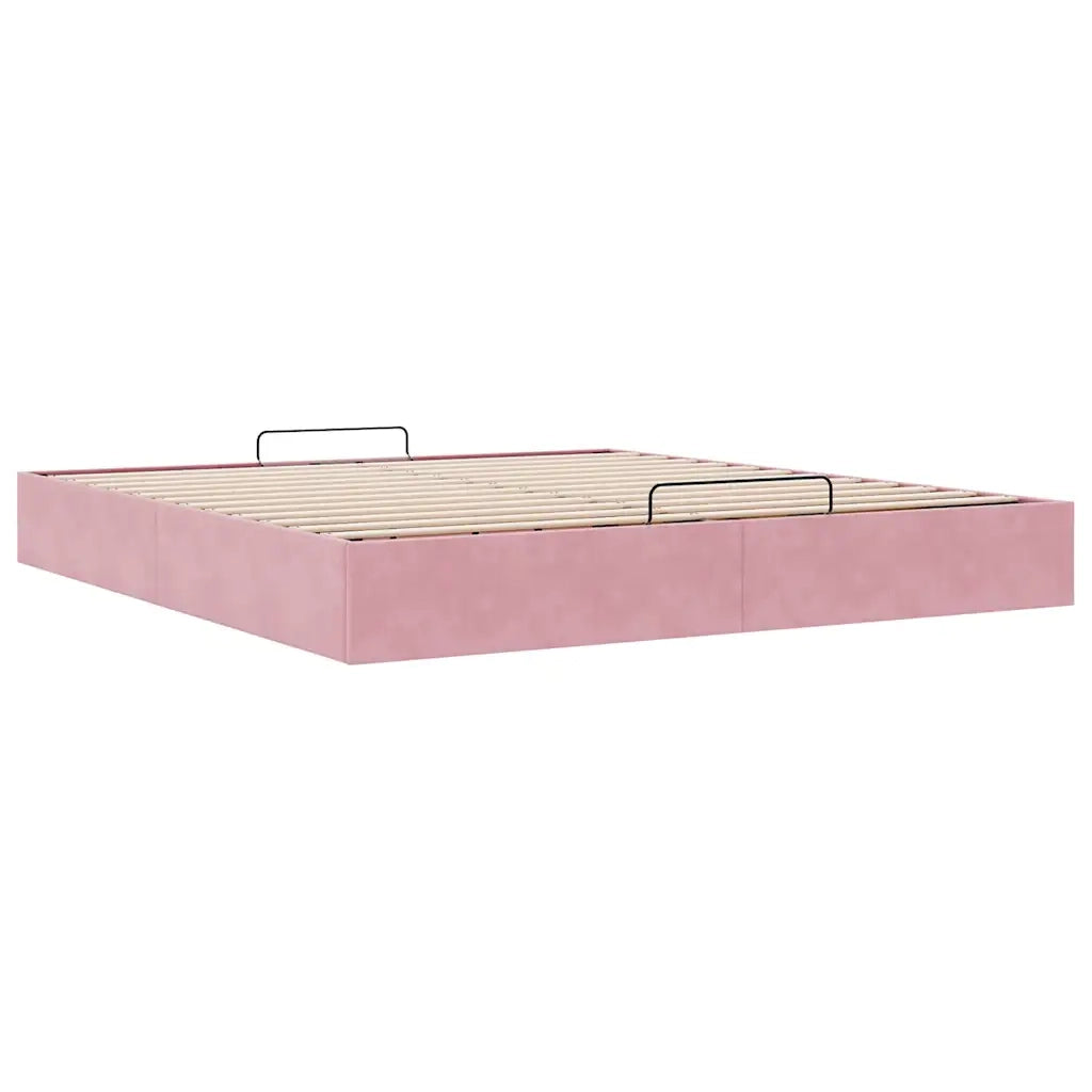 Struttura Letto Pouf senza Materasso Rosa 200x200 cm in Velluto 3310990