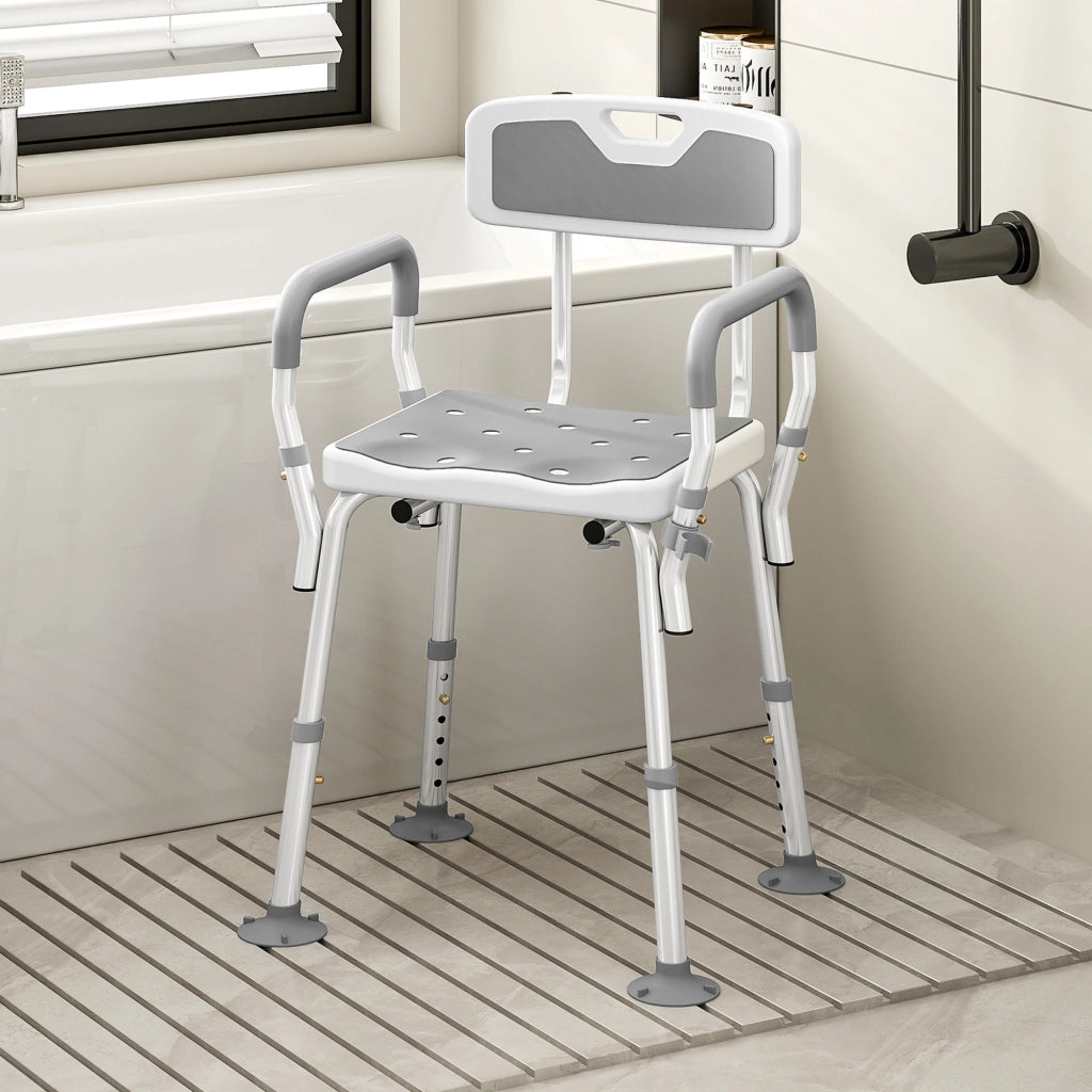Sgabello da doccia ergonomico regolabile ¨C Xylo ¨C bianco e grigio 56,5x53,5x87 cm