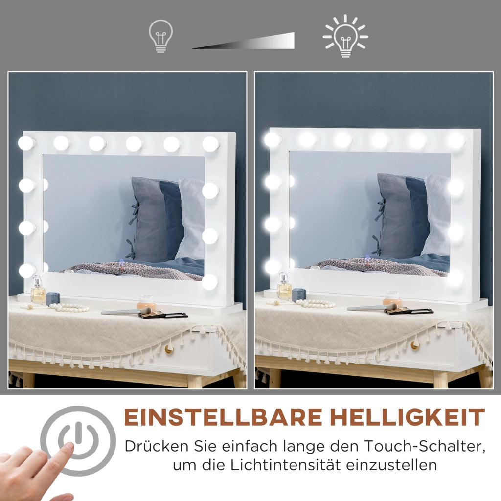 Specchio Hollywood con Illuminazione LED ¨C Minimal ¨C Bianco 80x60 cm