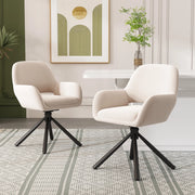 SEDIA DA PRANZO Girevole con braccioli, velluto beige, Set da 4 pezzi