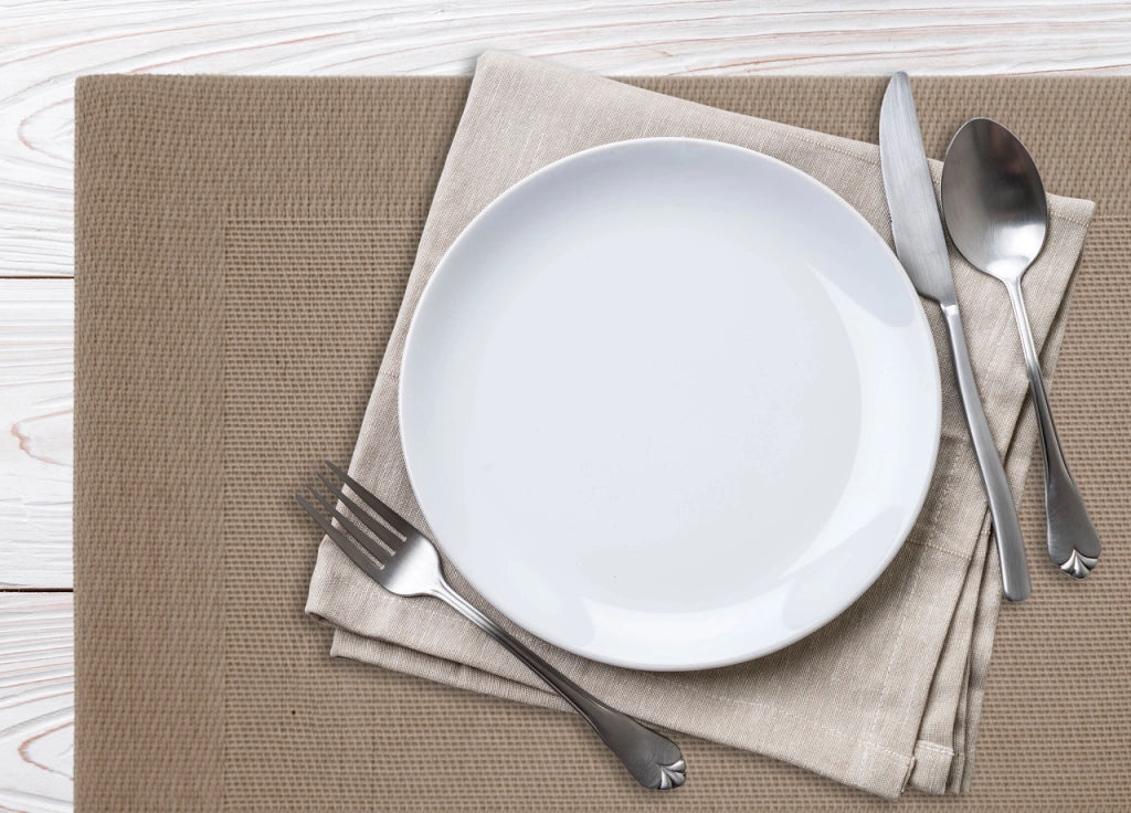 Set Tovagliette Americane Cucina Antiscivolo In Tinta Unita Lavabili - Set 6 - Tortora