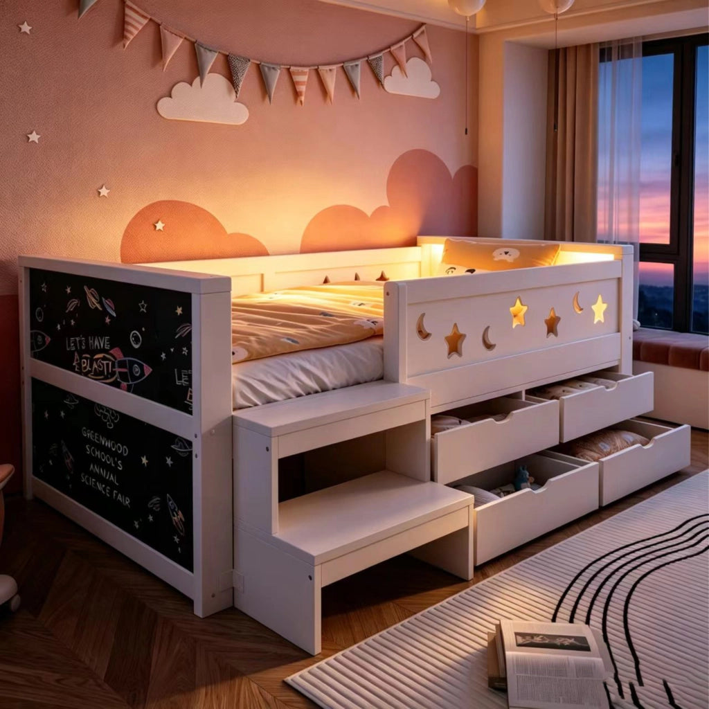 letto per bambini legno bianco 90 x 200 cm