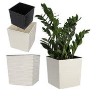 Vaso da fiori KADAX, 40 cm, color crema, con coperchio in plastica e inserto.
