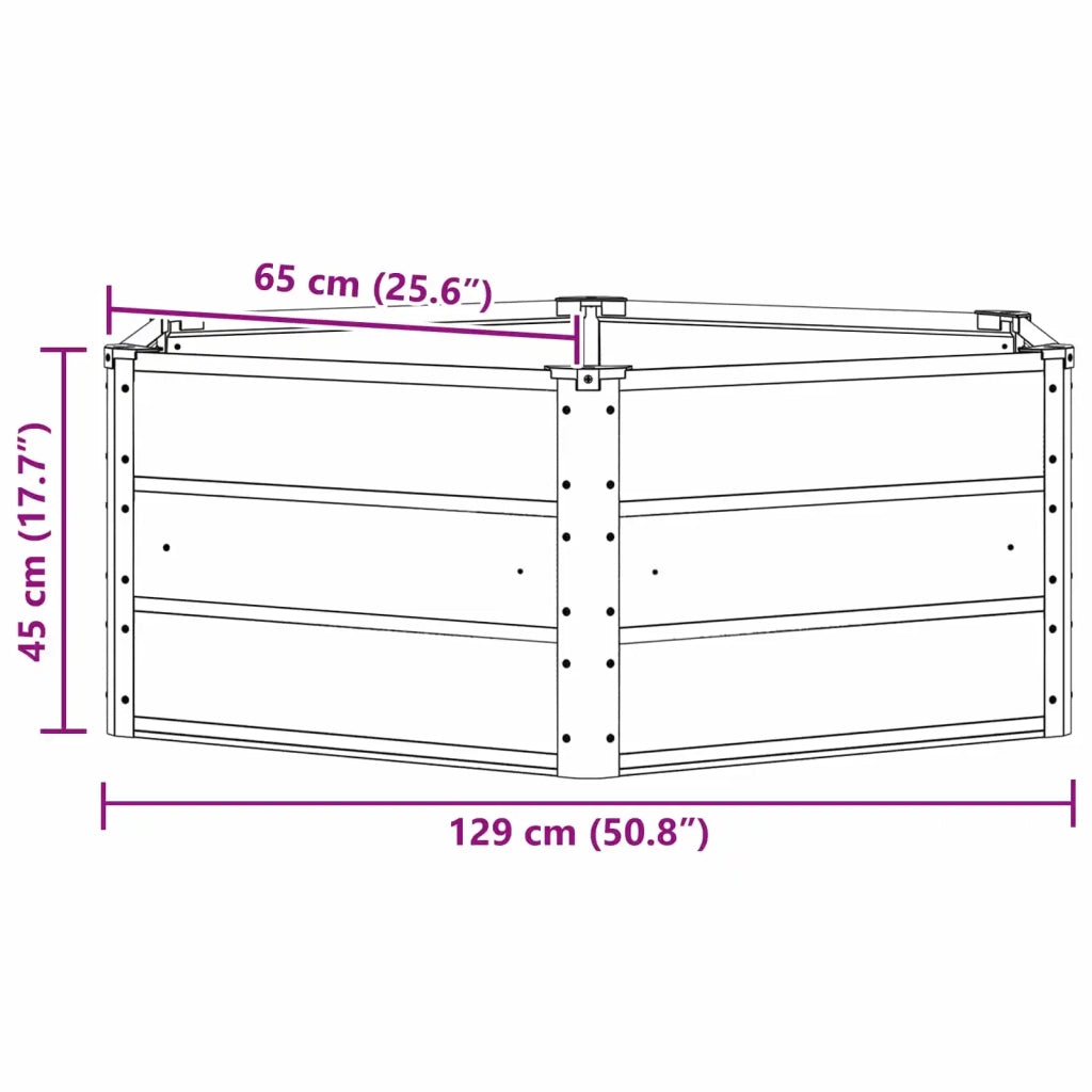 Fioriera-Vaso da Esterno-Contenitore per Piante Grigio chiaro 129 x 129 x 45 cm Acciaio