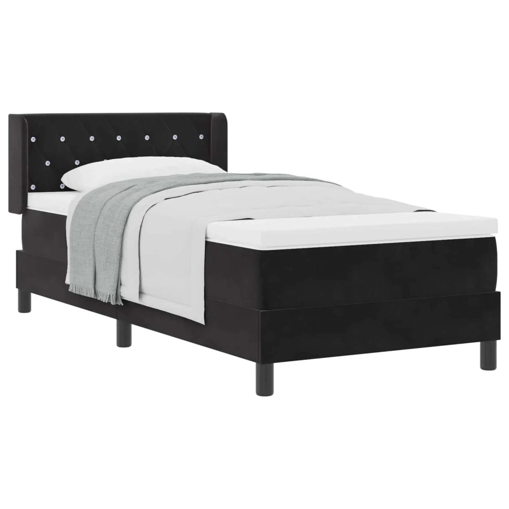 Letto a molle con materasso Nero 190 x 90 cm Poliestere
