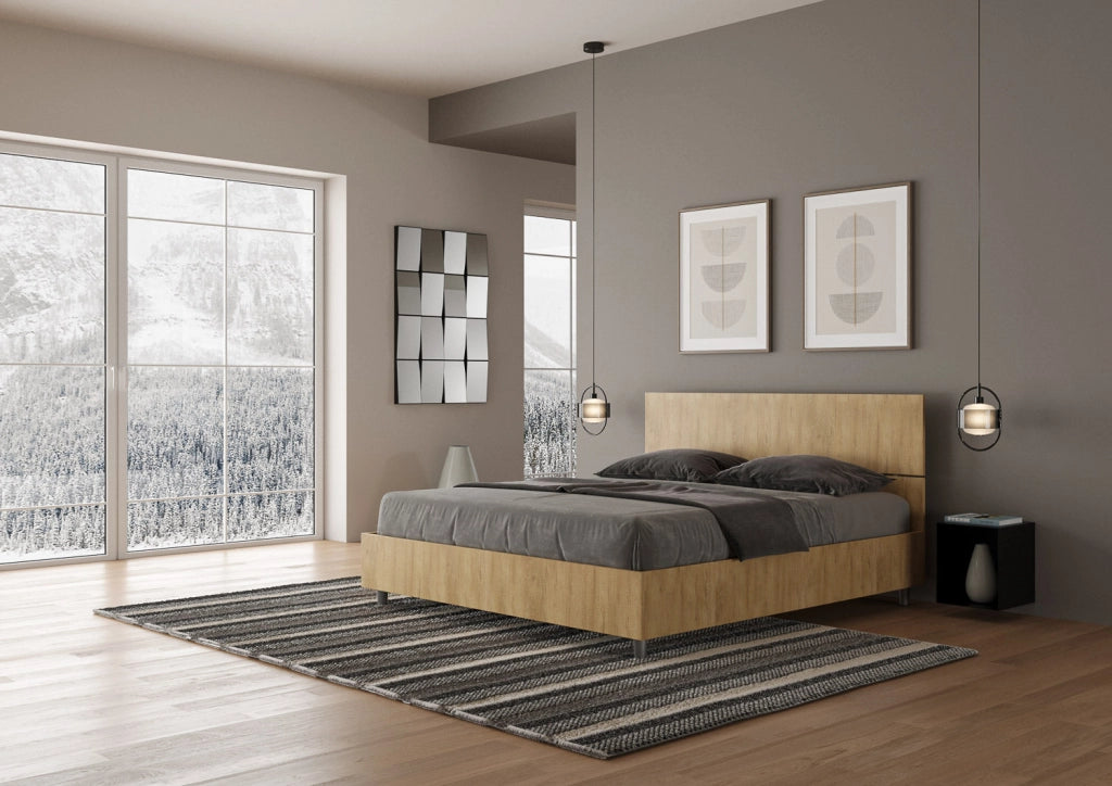 Letto Matrimoniale 160x200 cm Senza Rete Testata Dritta Demas Quercia Natura