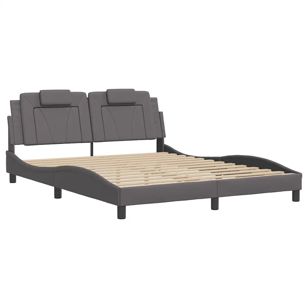 Giroletto Viana senza Materasso-Struttura Letto Grigio 160x200 cm in Similpelle