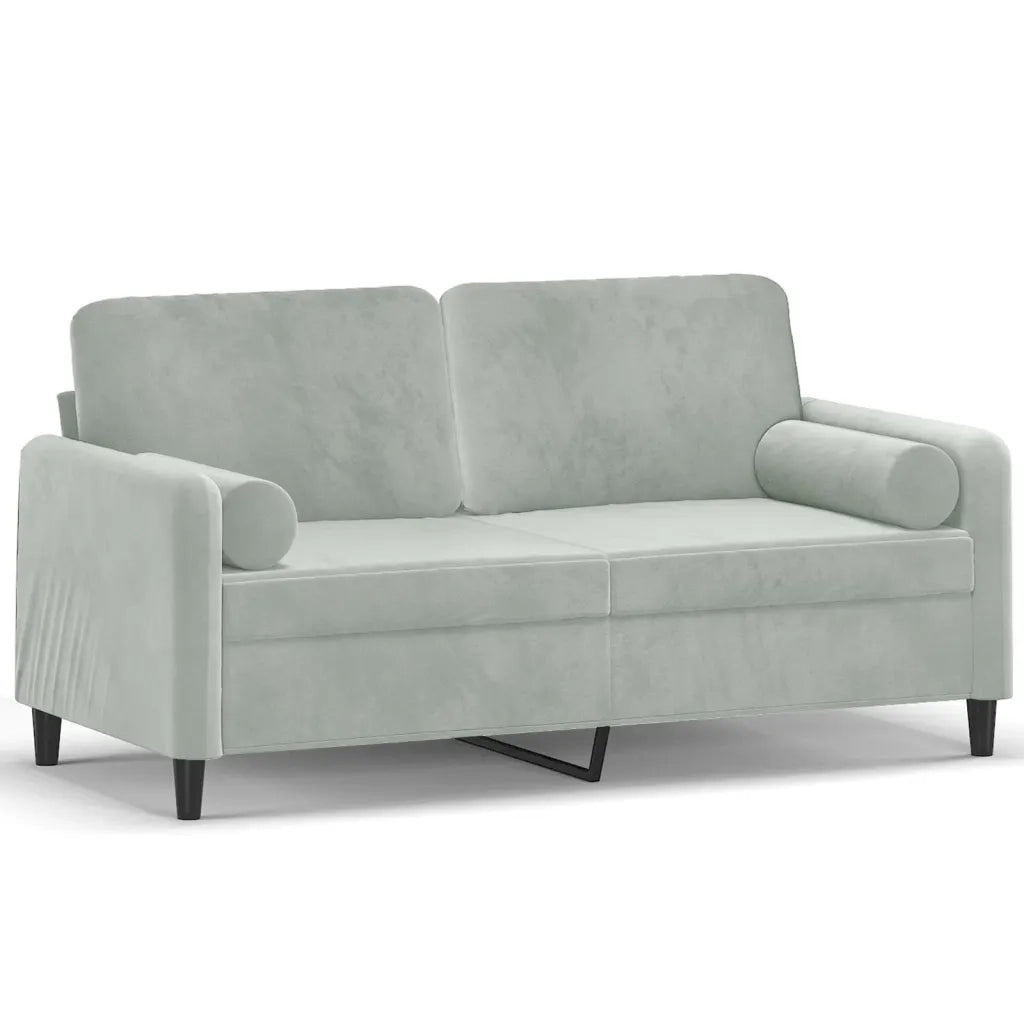 Divano a 2 Posti con Cuscini-Sofa 2 Posti con Cuscini Grigio Chiaro 140 cm in Velluto 884523