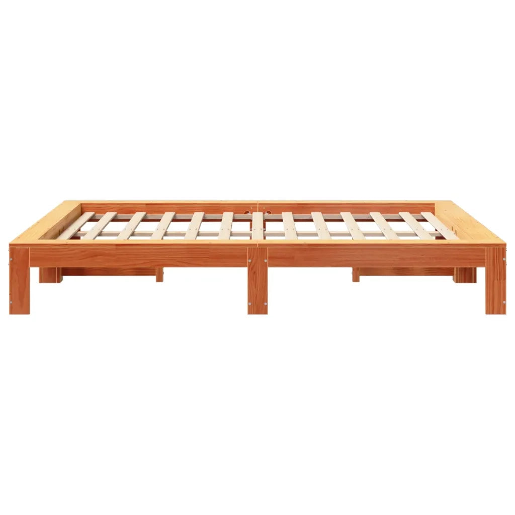 Giroletto senza Materasso-Struttura Letto Marrone Cera 140x200cm Massello Pino 726392