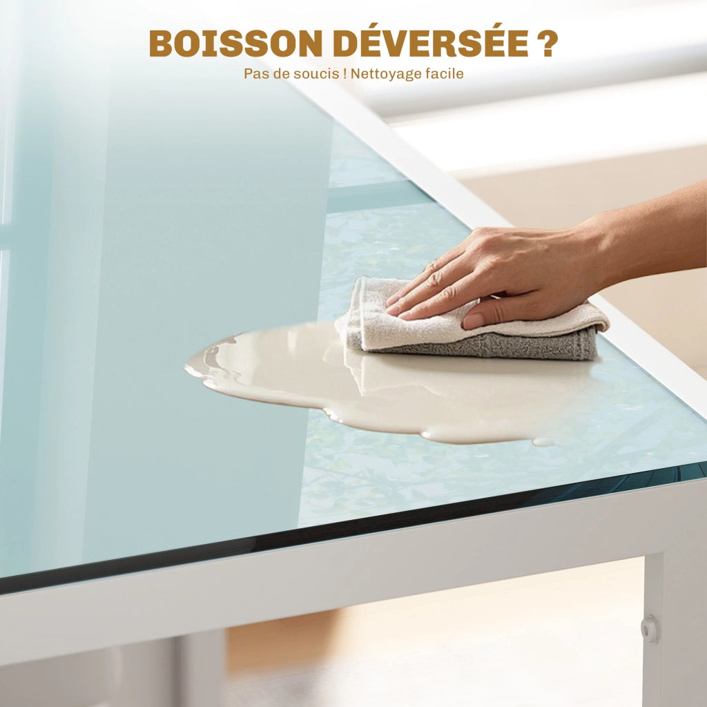 Tavolo da pranzo allungabile con sedie ¨C Minimal ¨C Bianco, vetro, 90x200