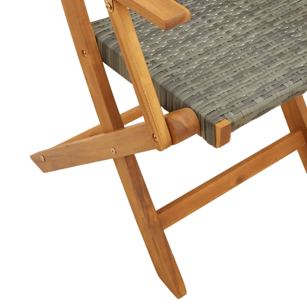 Set Pranzo da Giardino 5pz | Set Salotto da Giardino Grigio Polyrattan e Legno Massello