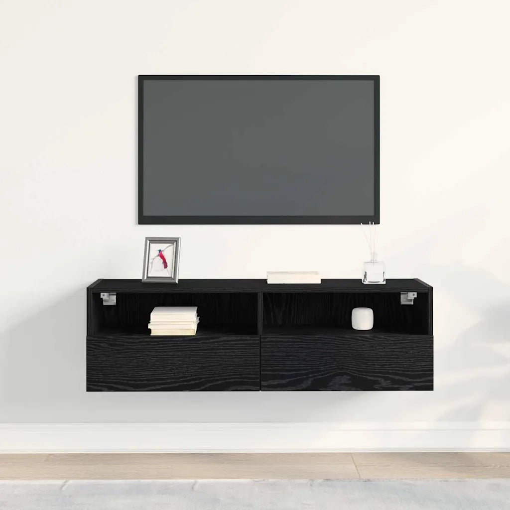 Mobile TV da parete Rovere Nero 100 x 30 x 30 cm 862192