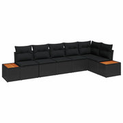 Set Divano da Giardino con cuscino 6 pcs Nero Poly Rattan 3348094