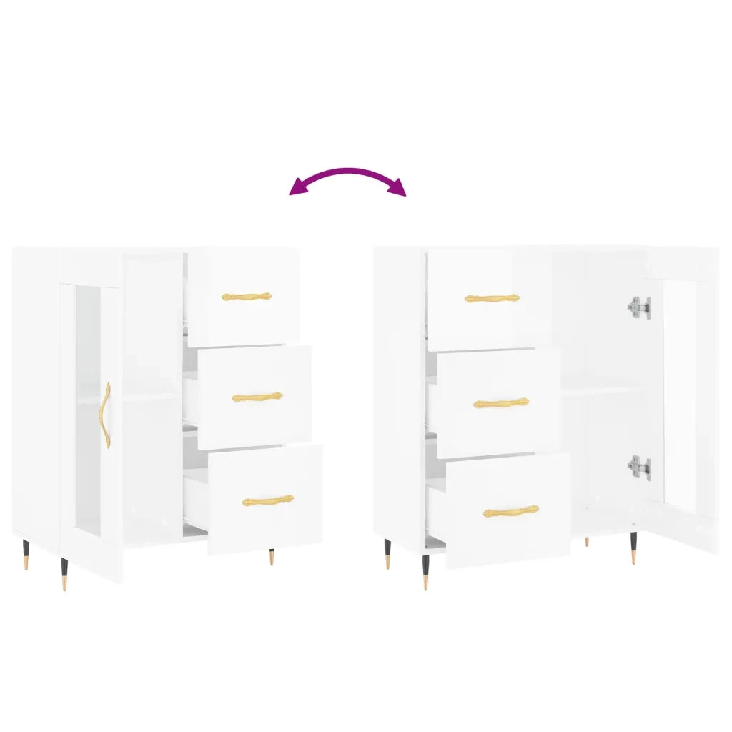 Credenza 69,5x34x90 cm in Legno Multistrato Bianco Lucido 828022