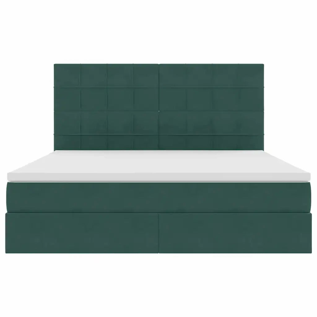 Letto con contenitore e materasso Verde Scuro 160 x 200 cm