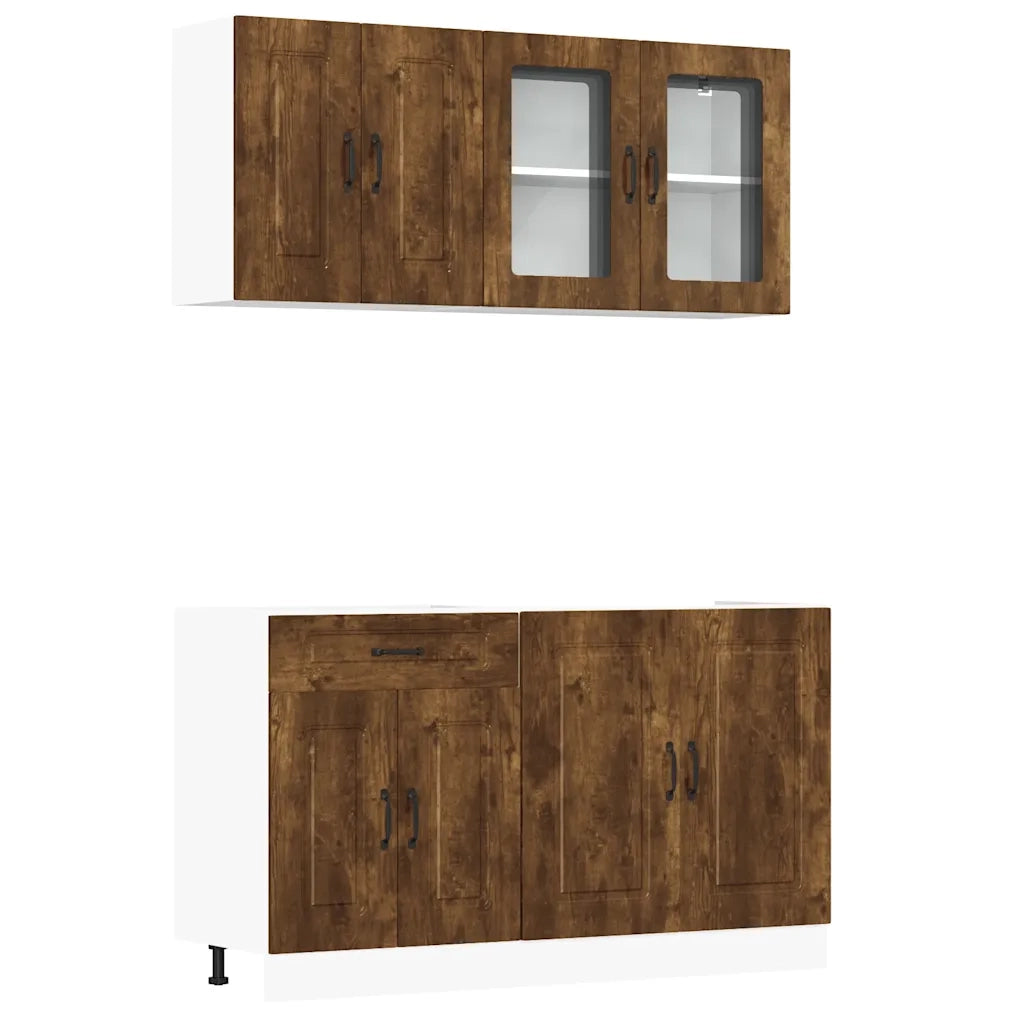 Set Mobili da Cucina 4 pz Kalmar Rovere Fumo Legno Multistrato 3314856