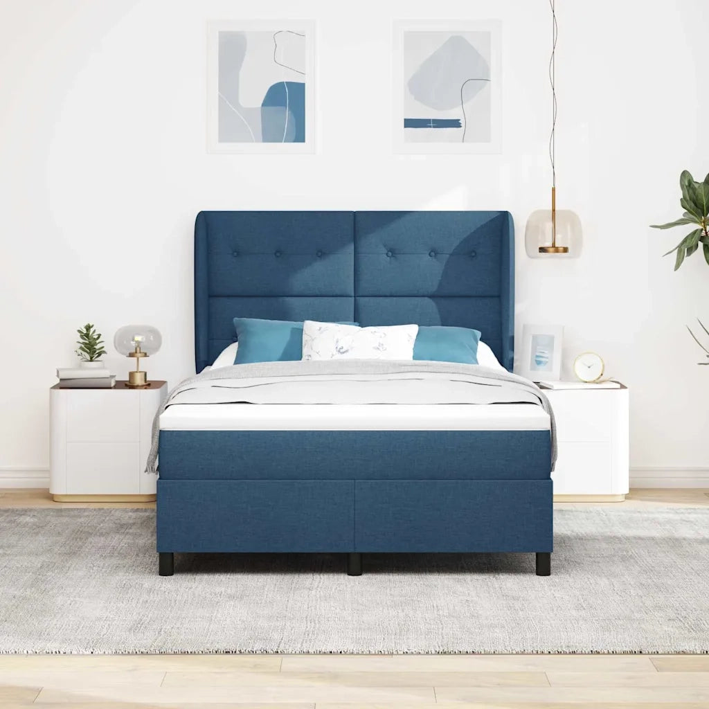 Letto a molle con materasso Blu 140 x 200 cm Tessuto 3340570