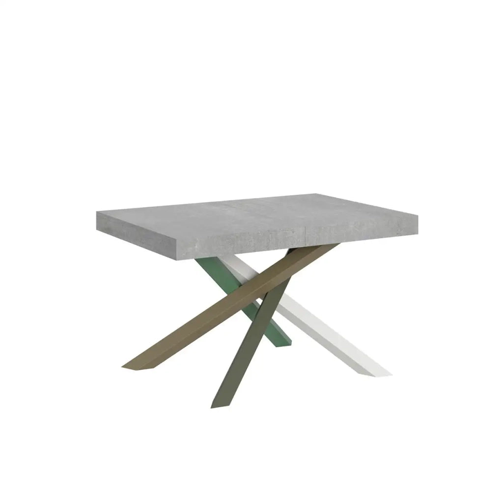Tavolo allungabile 120/380x90 cm Volantis colore cemento gambe multicolore 4/A